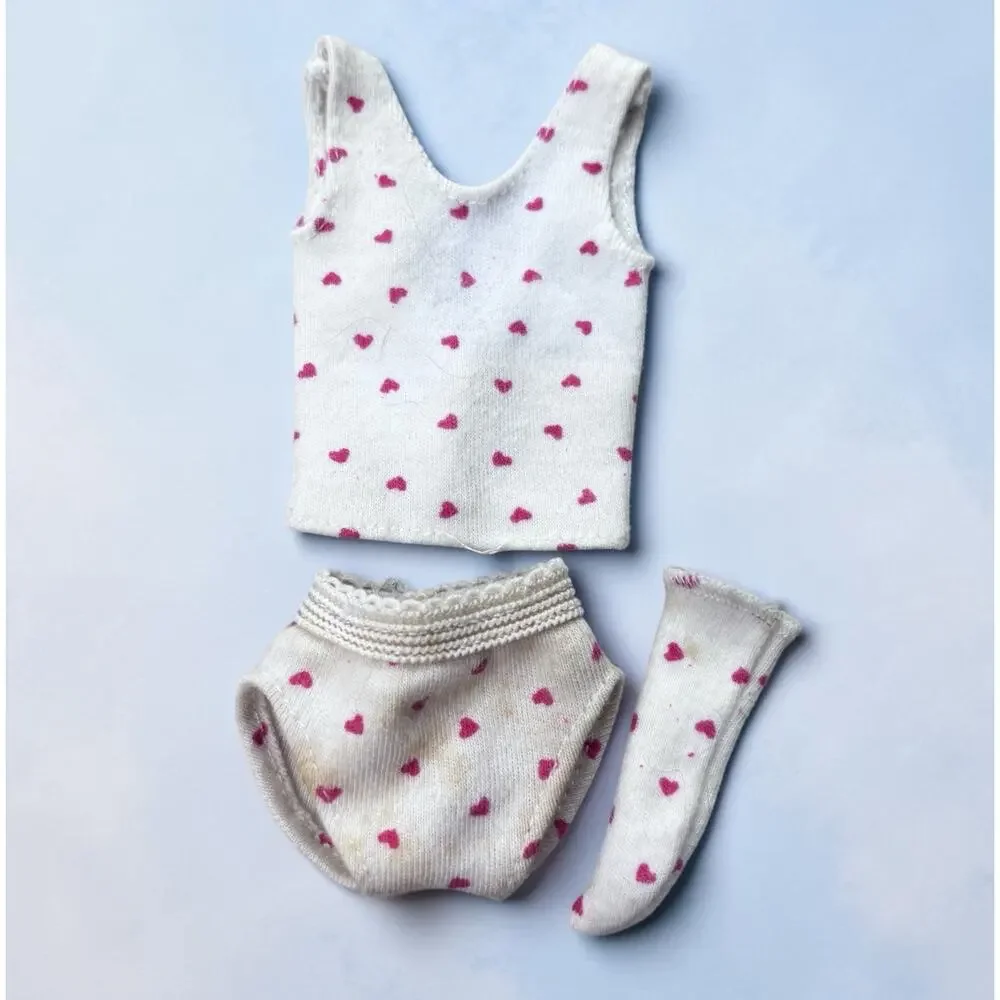 Barbie Doll dream wear valentines edition Pink Hearts Top Panties 1 Sock 80s 90s